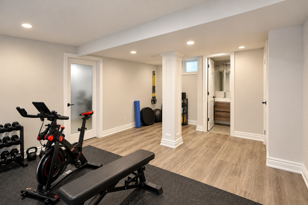 Finished basement gym renovation with bathroom - Scarborough - Toronto