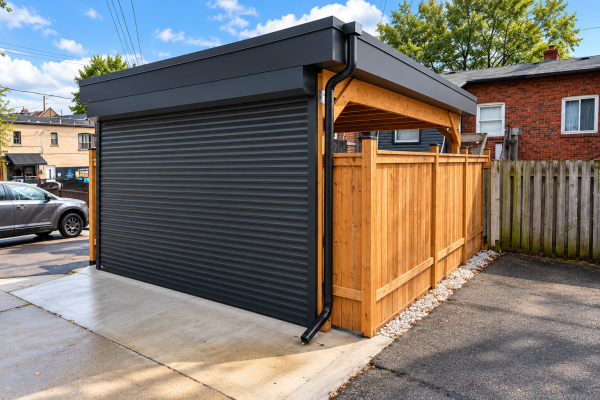 Enclosed Laneway Carport with Roll-Away Door - Toronto