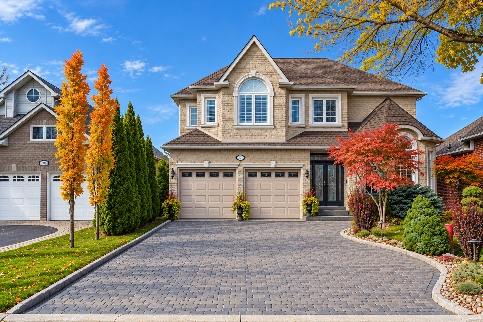 Cobblestone heated driveway and porch - Newmarket - GTA