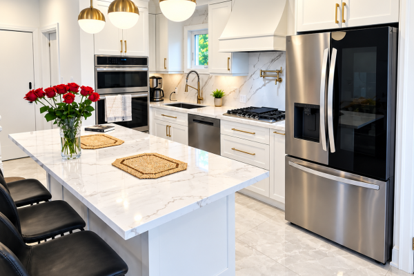 Modern open concept kitchen with island and canopy - Scarborough - Toronto