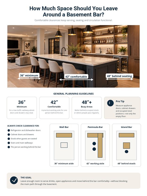 Small basement bar ideas featuring narrow wall bars, under-stair storage and short peninsula layouts for compact lower levels.